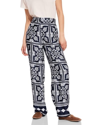 STREET ONE Damen A377582 Satin Print Hose, deep Blue, 36 W/30 L STREET ONE Damen A377582 Satin Print Hose, deep Blue, 36 W/30 L von Street One