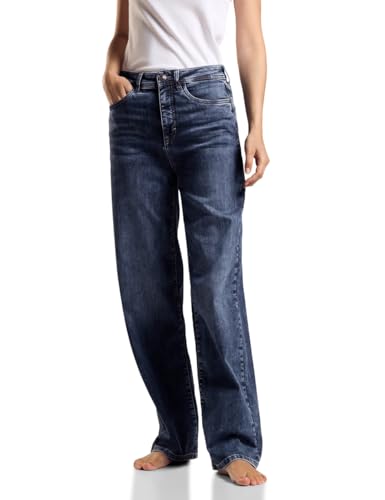 STREET ONE Damen A378131 Jeans Loose Fit, Dark Blue Washed, 28W / 32L von STREET ONE