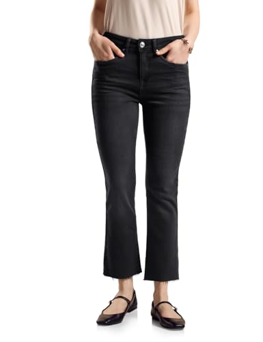 STREET ONE Damen A377999 Jeans Bootcut Leg, Black Soft Wash, 27W / 26L von STREET ONE