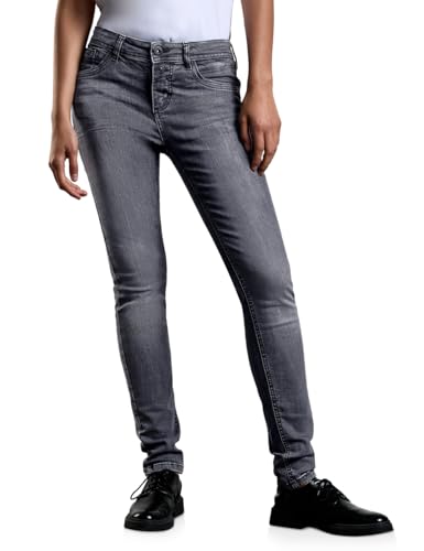 Street One Damen A378133 Jeans im Slim Fit, Steel Grey Net Wash, 33W / 32L von Street One
