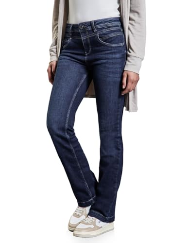 Street One Damen A378542 Bootcut Jeans, Dark Blue Soft Washed, 30W / 32L EU von Street One