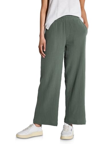 STREET ONE Damen A378684 Wide Leg Musselin Hose, Muse Green, 38W x 30L von STREET ONE