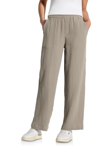 STREET ONE Damen A378684 Wide Leg Musselin Hose, cool Ivory, 34W x 30L von STREET ONE