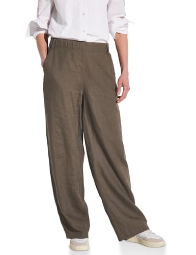 STREET ONE Damen A378739 Wide Leg Leinenhose, Acron Brown, 42W x 30L von STREET ONE