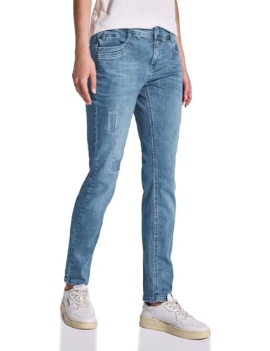 STREET ONE Damen A378878 Jeans im Destroyed-Look, Light Blue Destroy Wash, 31W x 28L von STREET ONE