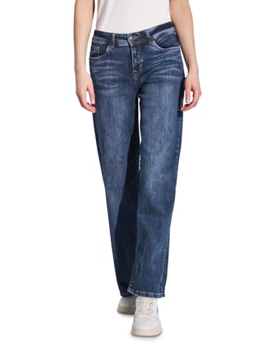 STREET ONE Damen A378939 Wide Leg Jeans, Dark Blue Washed, 29W x 28L von STREET ONE