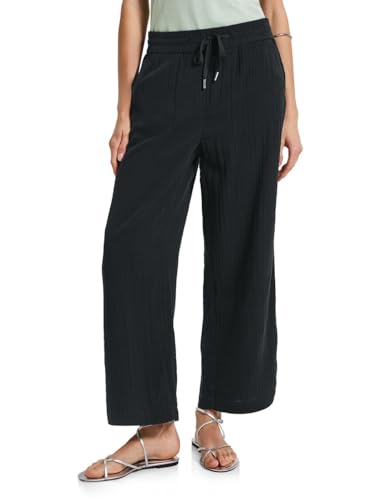 STREET ONE Damen A378974 Wide Leg Musselin Hose, Pine Grove Green, 38W / 28L von STREET ONE