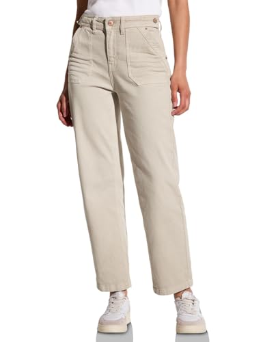 STREET ONE Damen A379029 Straight Leg Jeans, Moon Sand Washed, 27W x 28L von STREET ONE