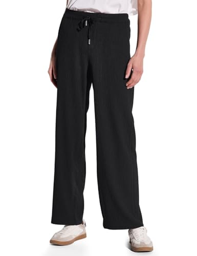 STREET ONE Damen A379034 Wide Leg Hose mit Struktur, Black, 44W x 30L von STREET ONE
