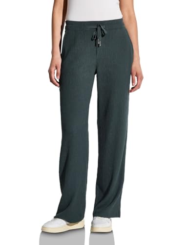 STREET ONE Damen A379034 Wide Leg Hose mit Struktur, marshy Green, 42W x 30L von STREET ONE