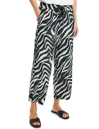 STREET ONE Damen A379189 Gemusterte Wide Leg Hose, Pine Grove Green, 34W / 26L von STREET ONE