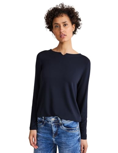STREET ONE Damen Basic Langarmshirt, deep blue, 38 von Street One