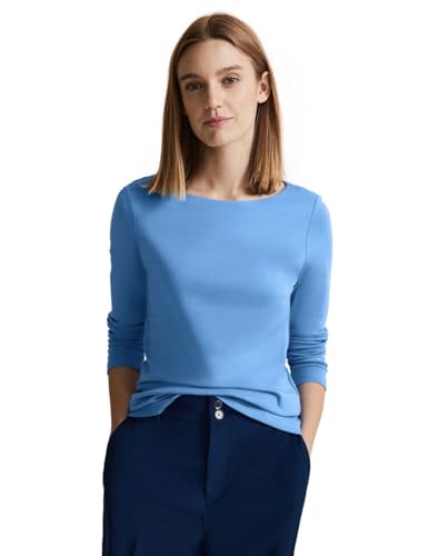 STREET ONE Damen Basic Langarmshirt, light spring blue, 36 von Street One