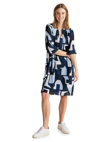 STREET ONE Damen Plissee Kleid, deep blue, 34 von Street One