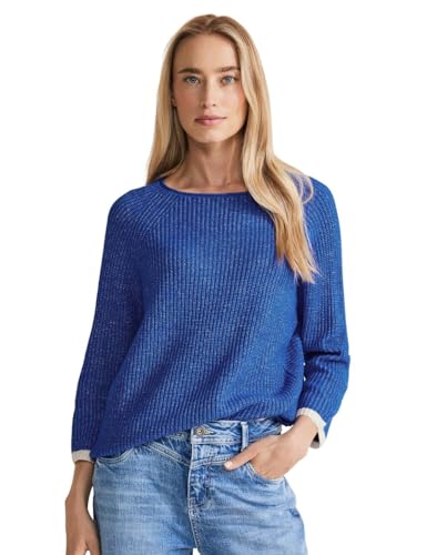 STREET ONE Damen Rippstrick Pullover, fresh int. gentle blue melange, 38 von Street One