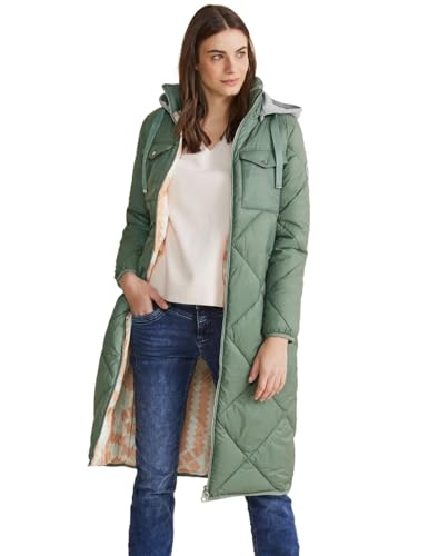 STREET ONE Damen Steppjacke Lang, dune green, 44 von STREET ONE