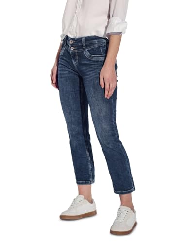 STREET ONE Damen Style Denim Jane 2-Knopf 49_59 7/8-Jeans im Casual Fit, Dark Blue Washed, 27W x 26L von STREET ONE
