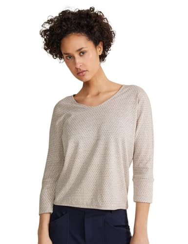 STREET ONE Damen T-Shirt 3/4 Arm, spring sand melange, 46 von Street One