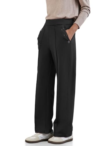 STREET ONE Damen A378115 Straight Leg Hose,Schwarz,44 von Street One