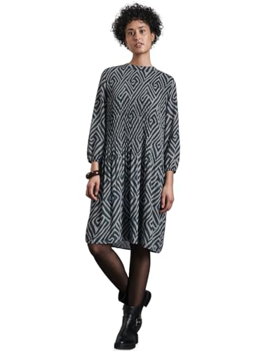 STREET ONE Damen A144290 Gemustertes Plissée-Kleid, Cool Vintage Green, 40 EU von STREET ONE