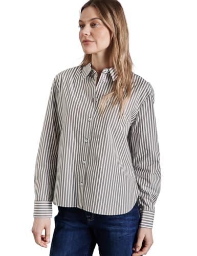 STREET ONE Damen A345326 Gestreifte Hemdbluse, Muddy Brown, 38 EU von STREET ONE