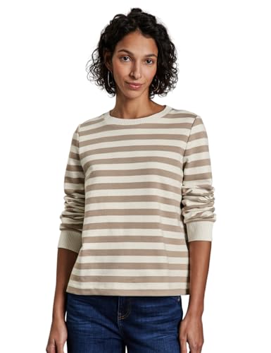 STREET ONE Damen A303183 Gestreifter Sweater, Safari Beige, 40 EU von STREET ONE