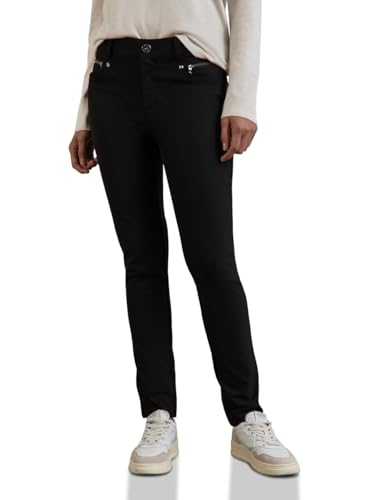 STREET ONE Damen A377991 Hose Mit Zipper Details, Schwarz, 34W / 30L EU STREET ONE Damen A377991 Hose Mit Zipper Details, Schwarz, 34W / 30L EU von Street One