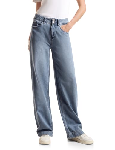 STREET ONE Damen A377996 Jeans Wide Leg, Light Blue Washed, 32W / 30L von STREET ONE