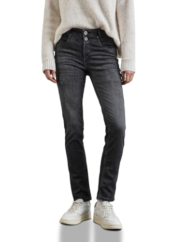 STREET ONE Damen A378549 Jeans Im Cargo-Look, Black Washed, 28W / 30L EU von STREET ONE