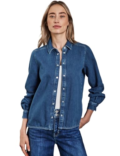 STREET ONE Damen A345539 Jeansbluse, Bright Mid Blue Washed, 42 EU von STREET ONE