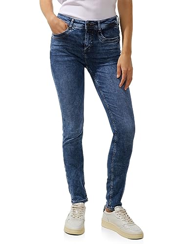 STREET ONE Damen A376718 Jeanshose Slim mit Stretch, Indigo Random Wash, 28W / 30L von STREET ONE