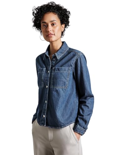 STREET ONE Damen A345453 Kurzes Jeanshemd, Medium Blue Clean, 38 EU von Street One