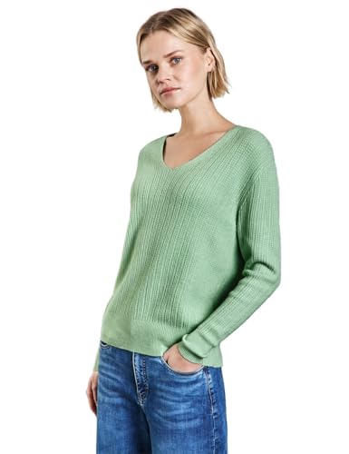 STREET ONE Damen A303041 Kuscheliger V-Neck Pullover, Milky Green Mel., 38 EU von STREET ONE