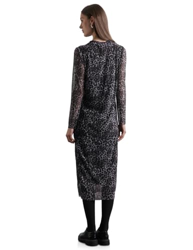 STREET ONE Damen A144269 Midi-Kleid mit Leo-Muster,Whale Tail Grey,34 von Street One