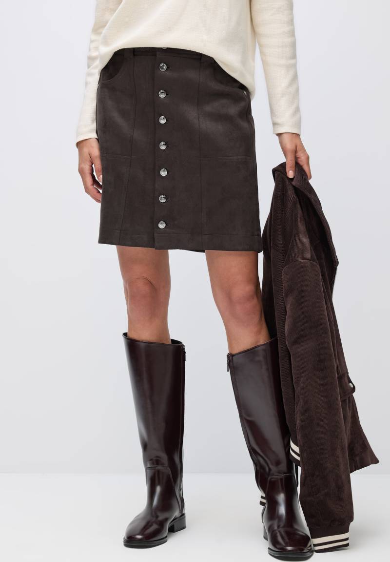 STREET ONE Minirock, Velour mit Stretch und mit Knopfleiste vorne von Street One