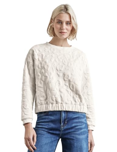 STREET ONE Damen A303055 Oversize Leo-Sweater,Weiß, 44 von STREET ONE