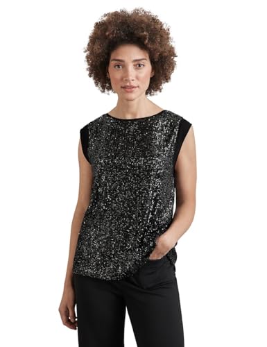 STREET ONE Damen A345220 Blusentop mit Pailletten,Silber, 40 von STREET ONE