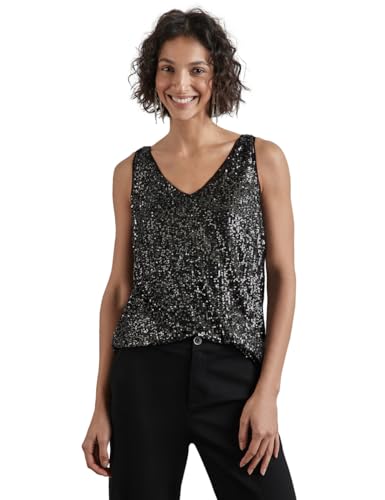 STREET ONE Damen A345219 Blusentop mit Pailletten,Silber, 44 STREET ONE Damen A345219 Blusentop mit Pailletten,Silber, 44 von Street One
