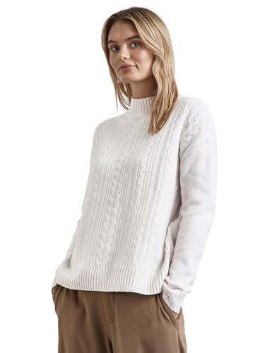 STREET ONE Damen A302787 Pullover Mit Strickmuster, Cream White Melange, 42 EU von STREET ONE