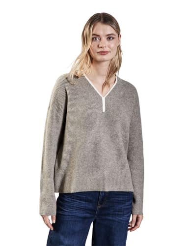 STREET ONE Damen A303085 Pullover Mit V-Ausschnitt, Breezy Beige Mel., 36 EU von STREET ONE