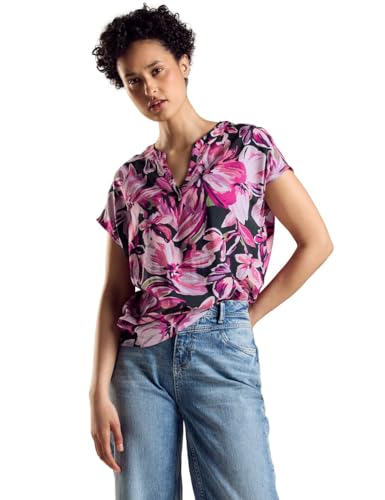 Street One Damen A344570 Sommer Bluse mit Print, Magnolia Pink - Flower Print, 36 EU von Street One