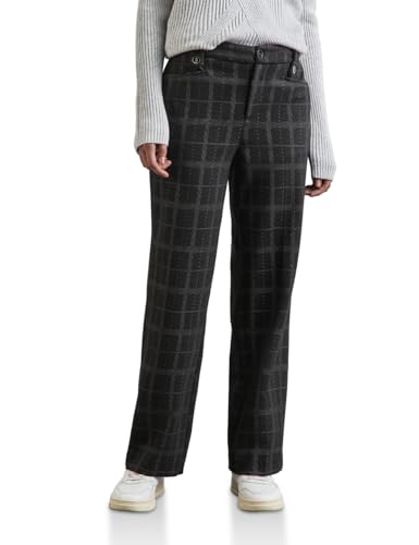 STREET ONE Damen A378388 Karierte Straight Leg Hose,Mehrfarbig,40 von STREET ONE