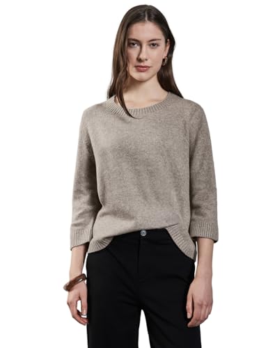 STREET ONE Damen A302875 Strickpullover Mit Rundhals, Breezy Beige Mel., 36 EU von STREET ONE