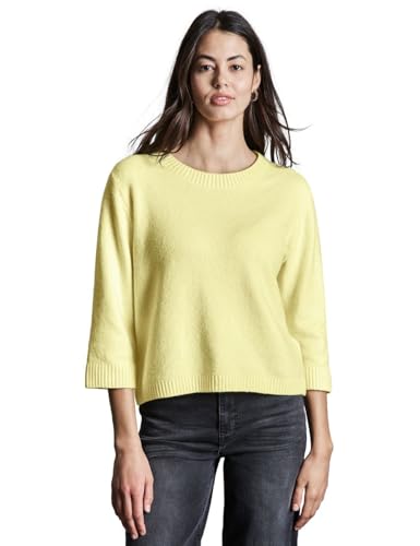 STREET ONE Damen A302875 Strickpullover Mit Rundhals, Mellow Yellow Mel., 38 EU von STREET ONE