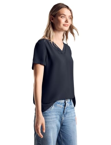 STREET ONE Damen A344812 Tunika Bluse Mit Print, Deep Blue, 36 EU von Street One