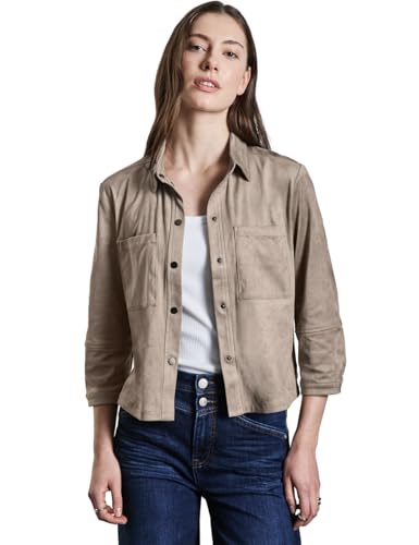 STREET ONE Damen A345133 Velours-Look Bluse, Driftwood Beige, 44 EU von STREET ONE