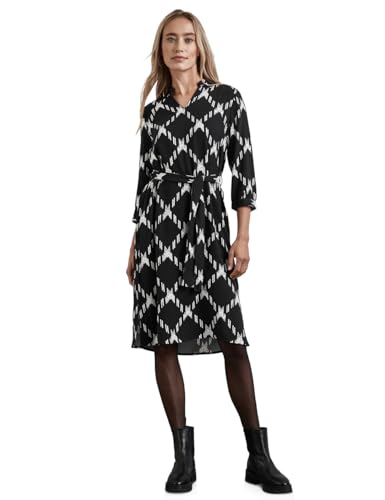 STREET ONE Viskose-Kleid mit Hemdkragen, Schwarz,42 von STREET ONE