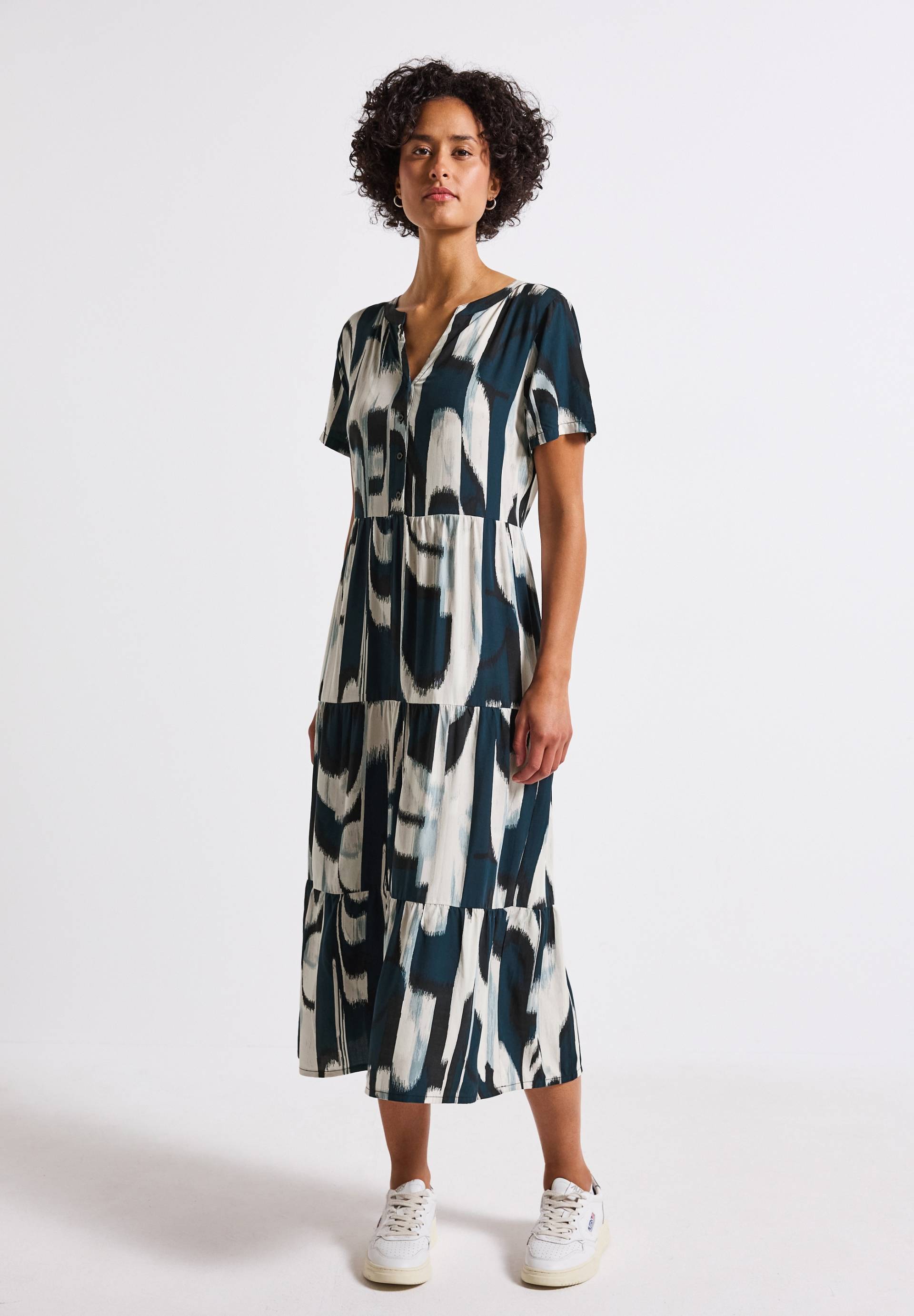 STREET ONE Volantkleid Ohne Taschen Sommerkleid mit grafischem Allover-Muster von Street One