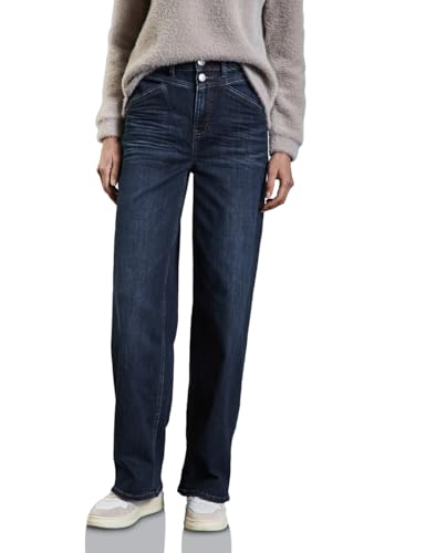 STREET ONE Damen A378543 Wide Leg Jeans, Dark Blue Soft Wash, 32W / 32L EU von STREET ONE