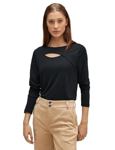 STREET ONE Damen A320684 Langarmshirt mit Cut Out, Black, 38 von Street One